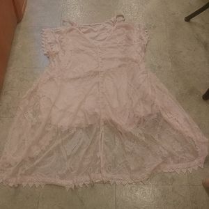 NWT Torrid 2X Blush Dress Buttons & Lace Overlay